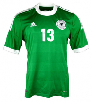 Adidas Germany jersey 13 Thomas Müller Euro 2012 away green men's S, M or L