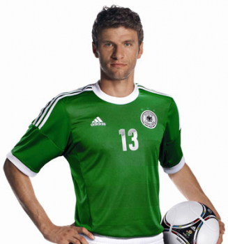 Adidas Germany jersey 13 Thomas Müller Euro 2012 away green men's S, M or L