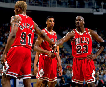 Champion Chicago Bulls Hose Shorts Rot Rodman Pippen Michael Air Jordan Herren XL und 2XL/XXL