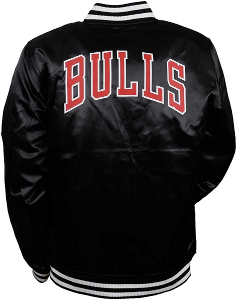 New Era Chicago Bulls College Jacke glänzend schwarz Bomber - tip off sateen - black Satin NBA Herren M