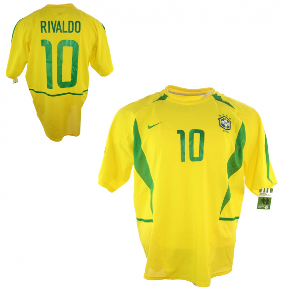 Nike Brasilien Trikot 10 Rivaldo 2002 WM Weltmeister Heim Gelb Herren XL