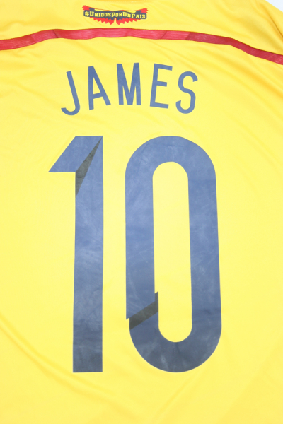 Adidas Columbia jersey 10 James Rodriguez WC 2014 home yellow Adizero men's L