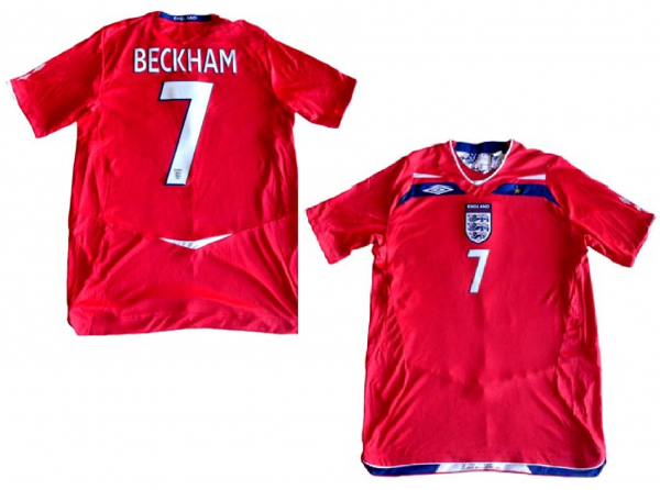Umbro England Trikot 7 David Beckham Euro 2008 away rot Herren L